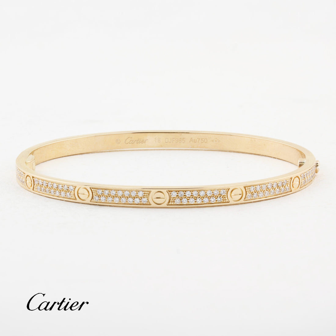 Cartier Rose Gold Pave Set SM Love Bracelet - Size 18