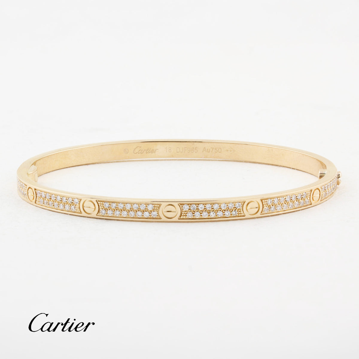 Cartier Rose Gold Pave Set SM Love Bracelet - Size 18