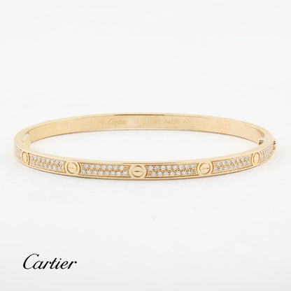 Cartier Rose Gold Pave Set SM Love Bracelet - Size 18