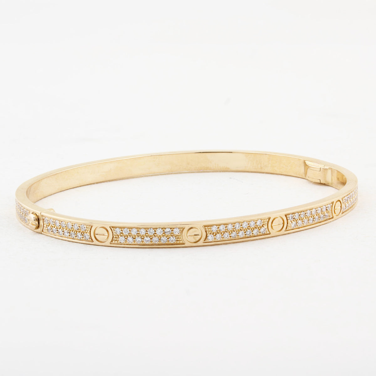 Cartier Rose Gold Pave Set SM Love Bracelet - Size 18