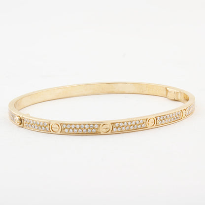 Cartier Rose Gold Pave Set SM Love Bracelet - Size 18