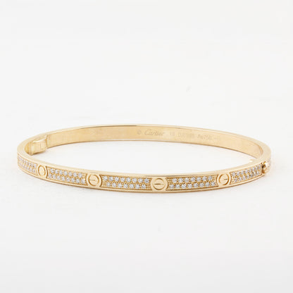 Cartier Rose Gold Pave Set SM Love Bracelet - Size 18