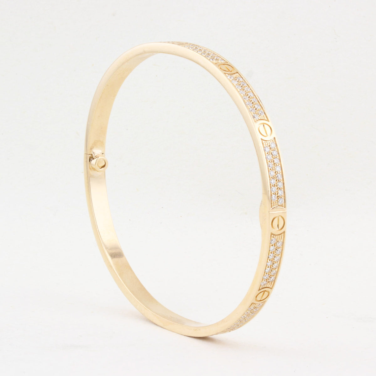 Cartier Rose Gold Pave Set SM Love Bracelet - Size 18