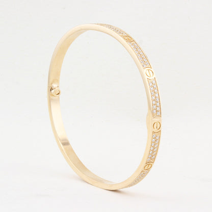 Cartier Rose Gold Pave Set SM Love Bracelet - Size 18