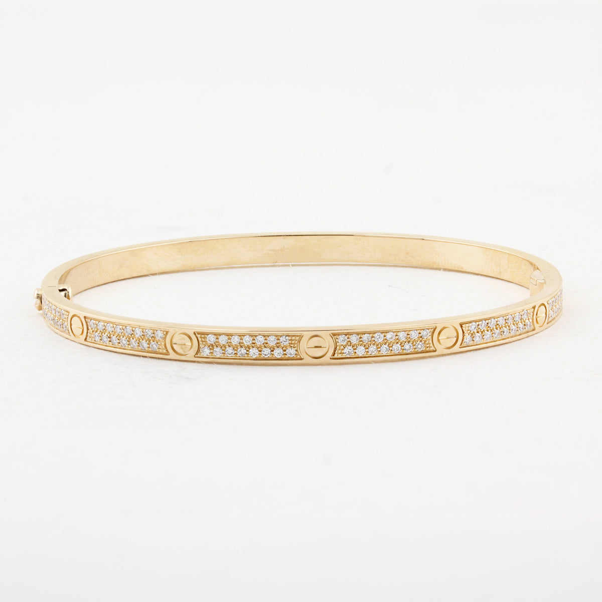 Cartier Rose Gold Pave Set SM Love Bracelet - Size 18