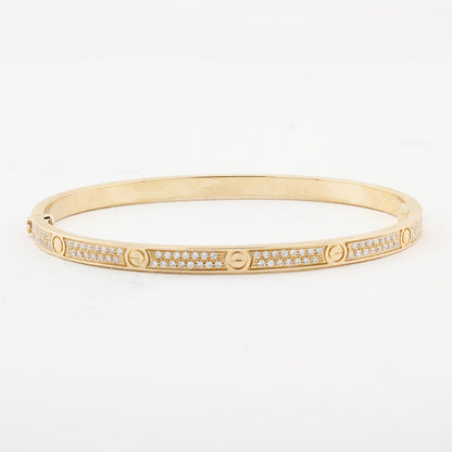 Cartier Rose Gold Pave Set SM Love Bracelet - Size 18