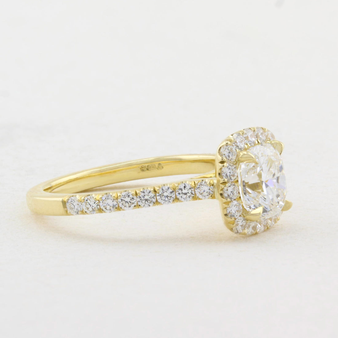 1.01ct Cushion Cut Diamond Cluster Ring