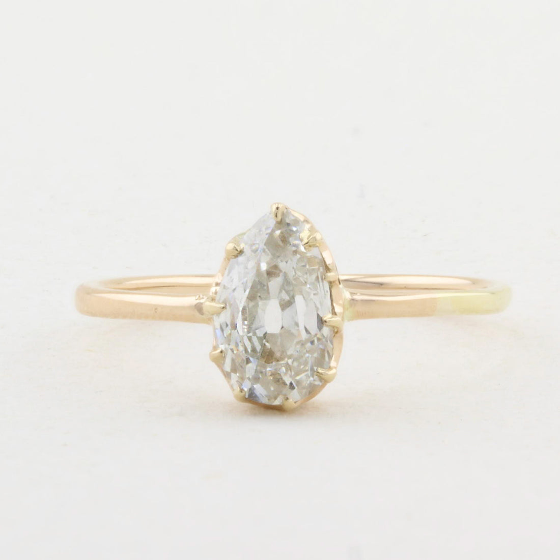 Edwardian 0.95ct Old Cut Pear Diamond Ring