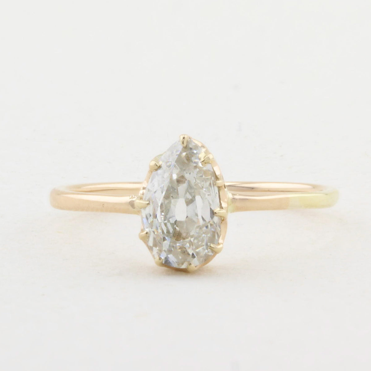 Edwardian 0.95ct Old Cut Pear Diamond Ring