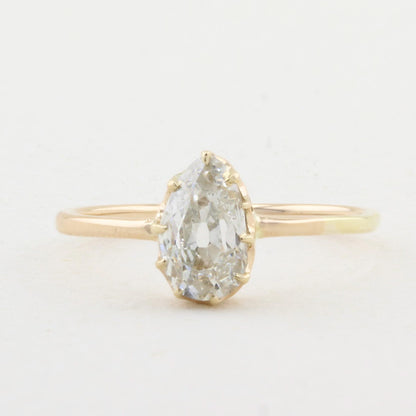 Edwardian 0.95ct Old Cut Pear Diamond Ring