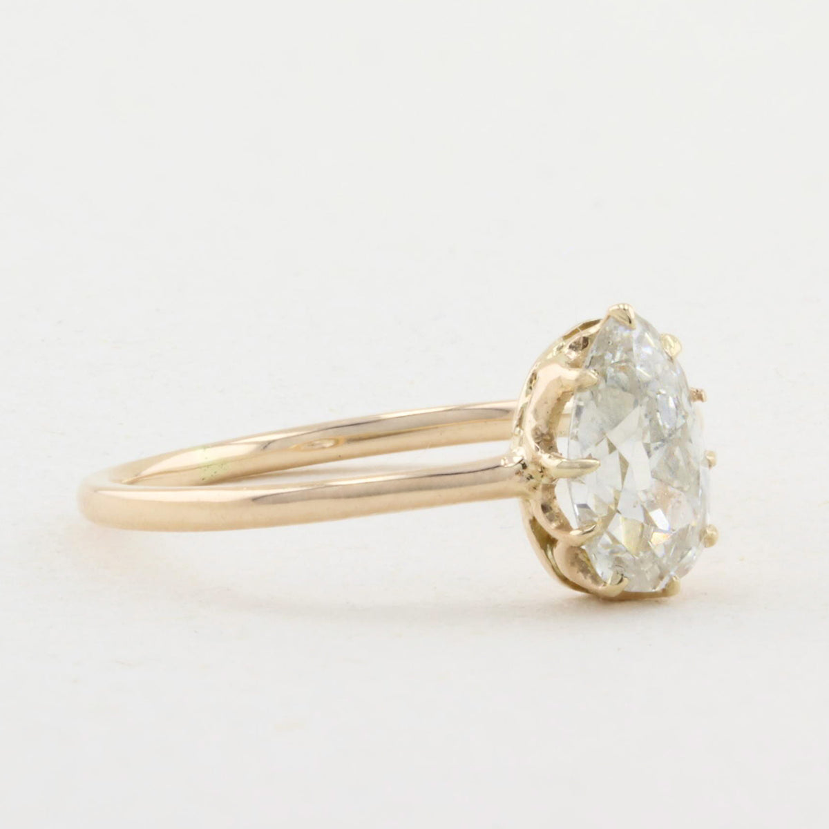 Edwardian 0.95ct Old Cut Pear Diamond Ring