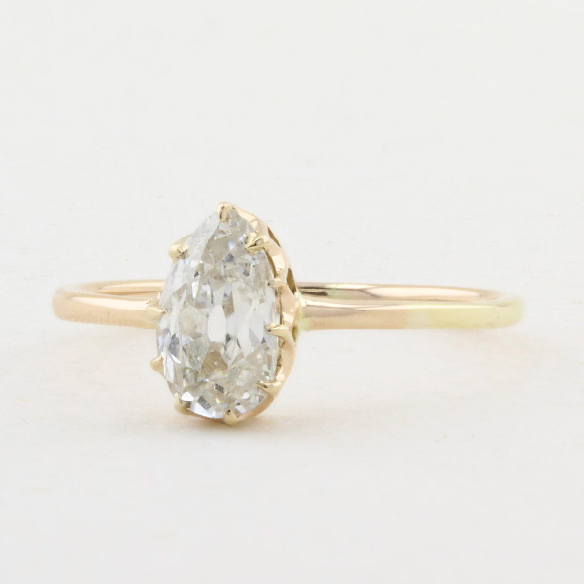 Edwardian 0.95ct Old Cut Pear Diamond Ring