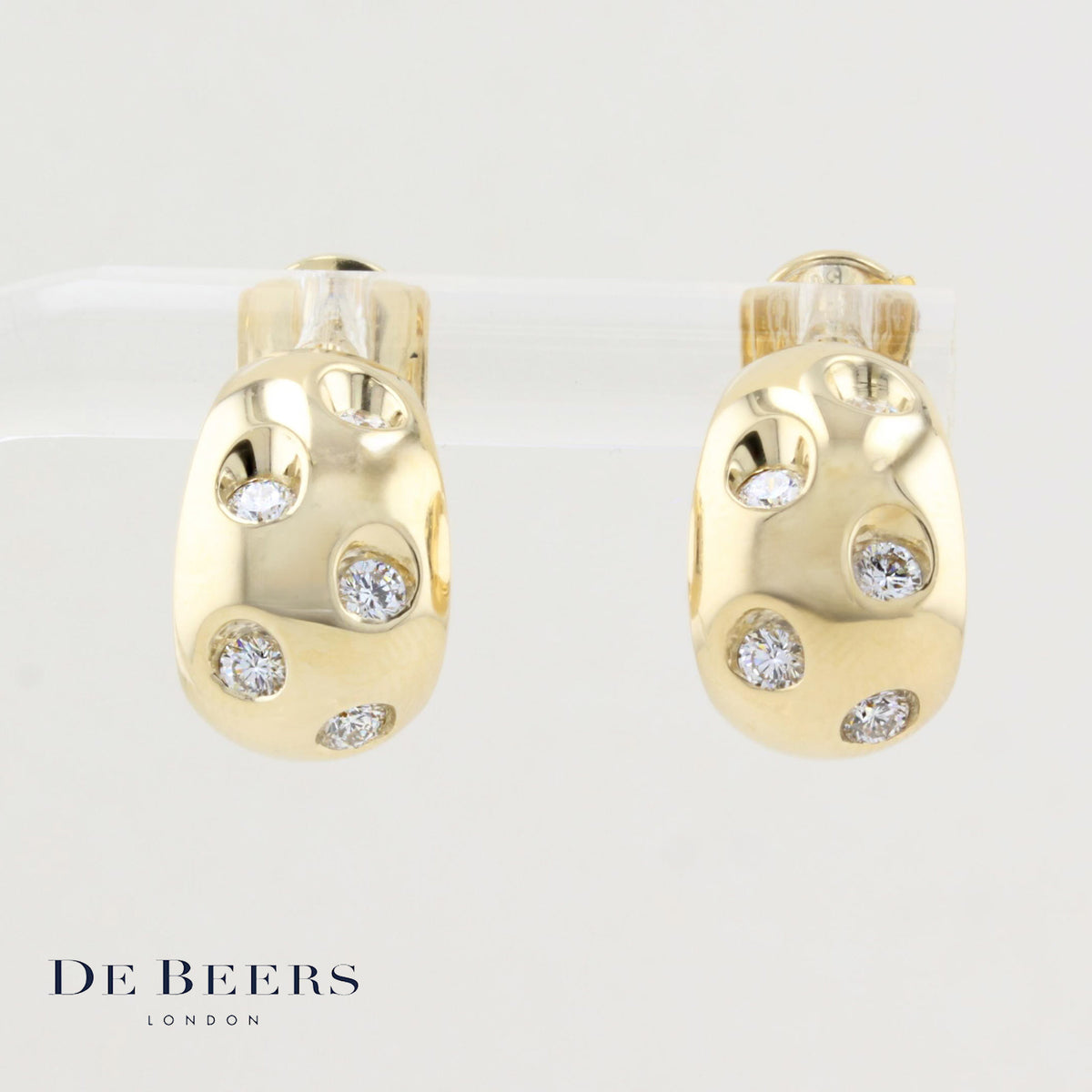 De Beers Chunky Gold and Diamond Hoop Earrings
