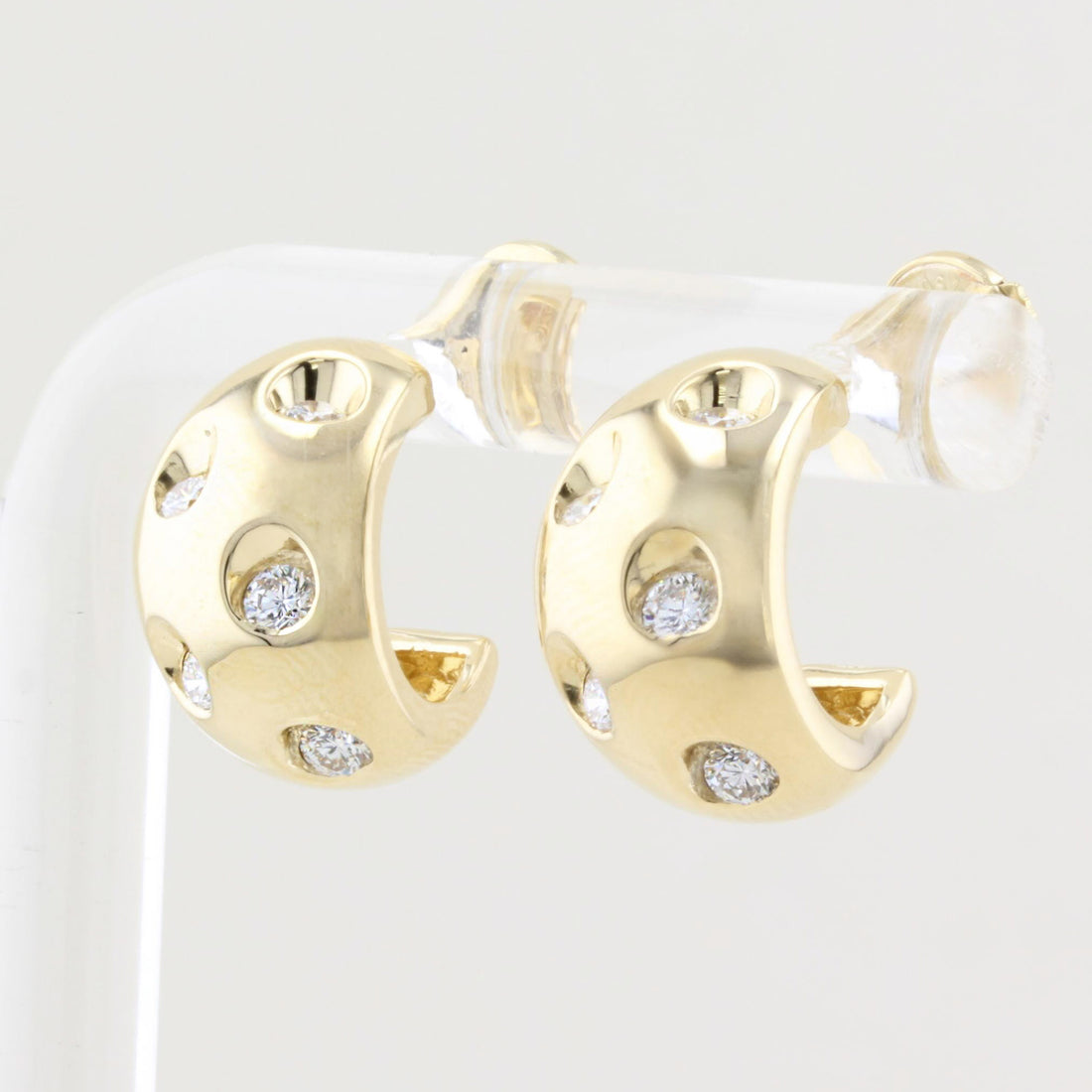 De Beers Chunky Gold and Diamond Hoop Earrings