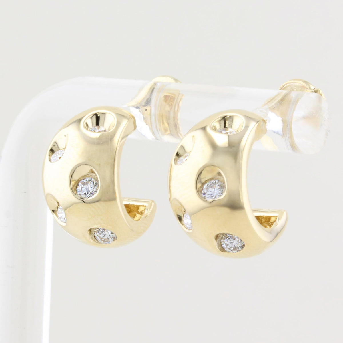 De Beers Chunky Gold and Diamond Hoop Earrings