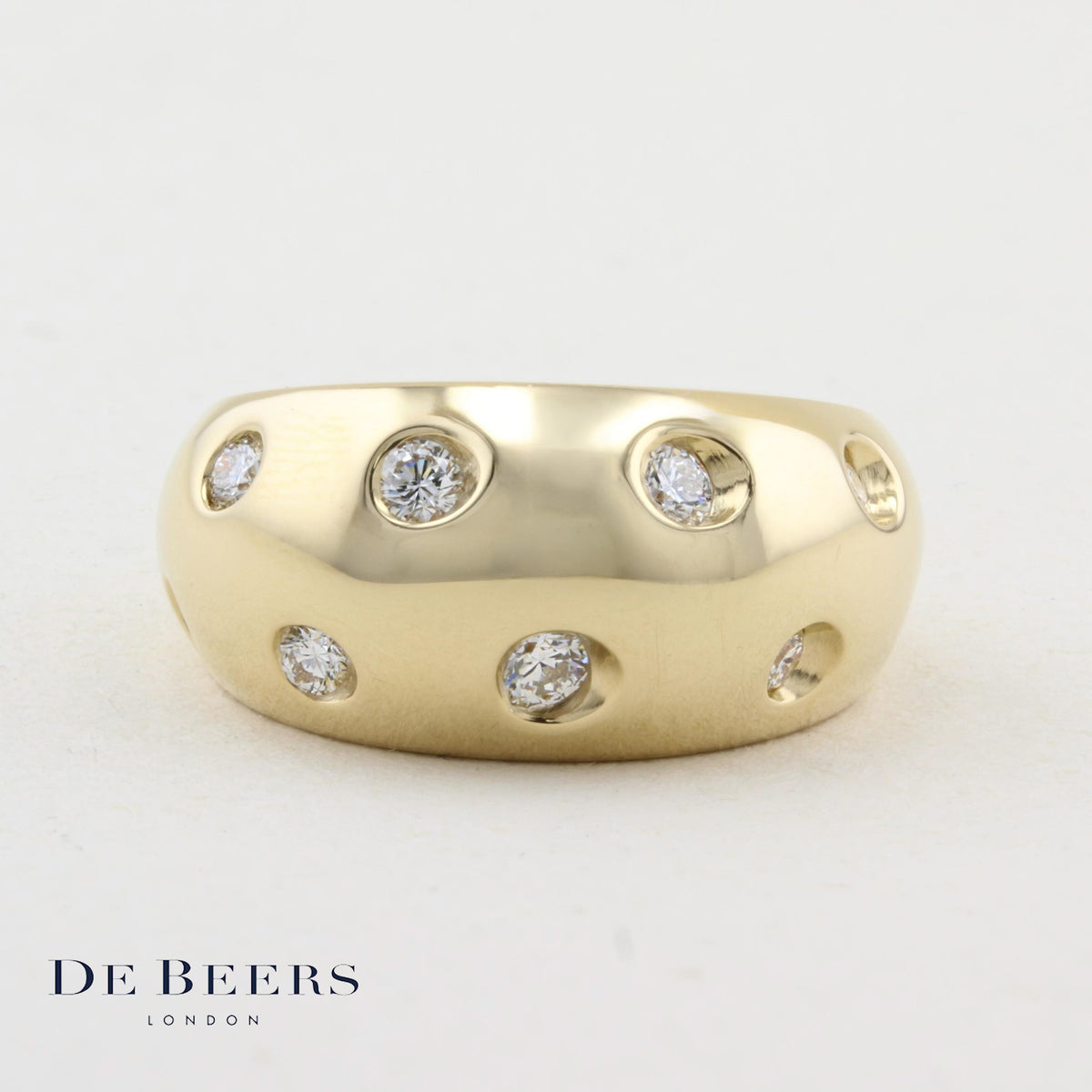 De Beers Chunky Gold and Diamond Ring