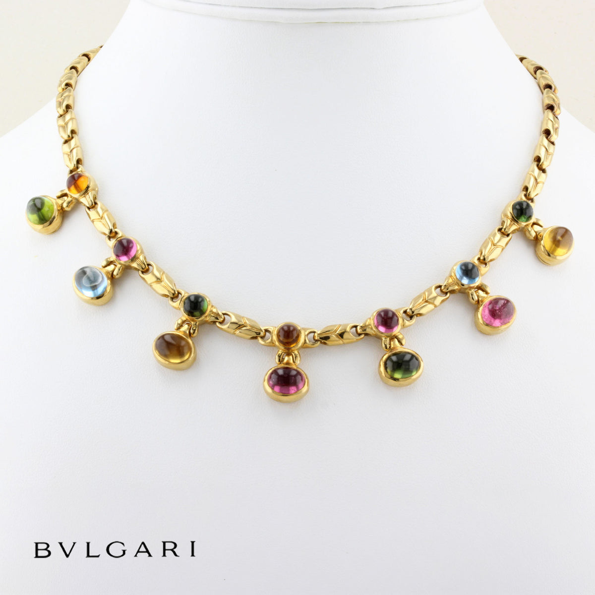 Vintage Bulgari Passo Doppio Gem Set Necklace