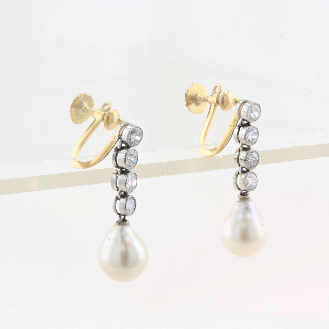 Antique Pearl and Diamond Earrings