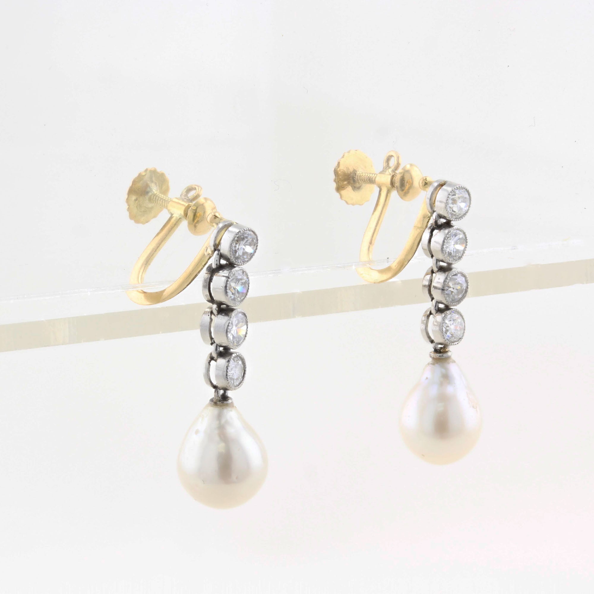 Antique Pearl and Diamond Earrings