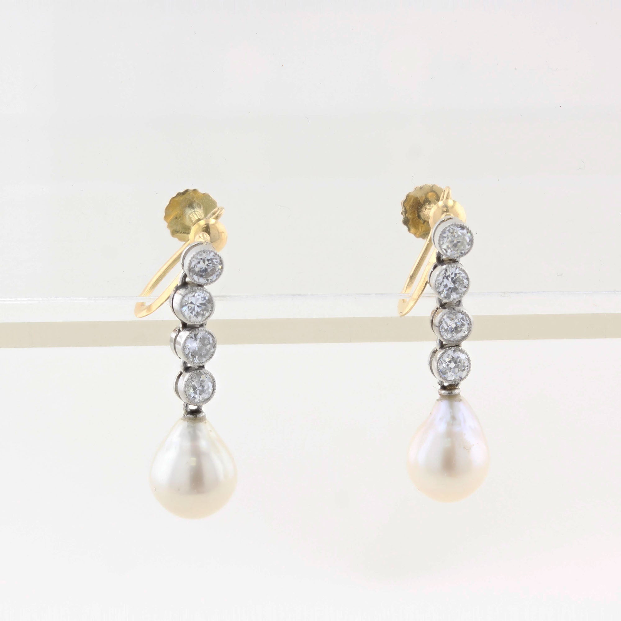 Antique Pearl and Diamond Earrings