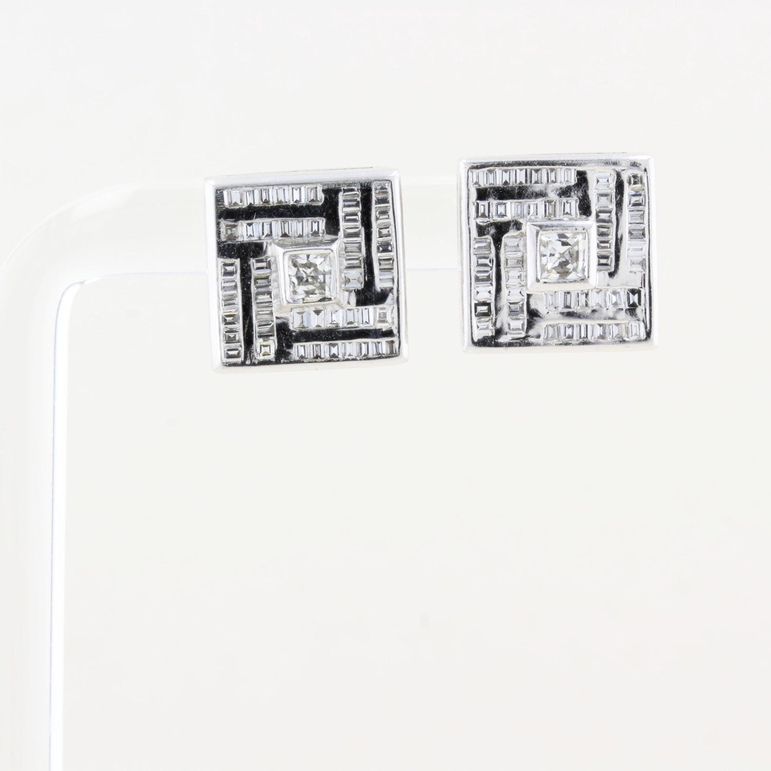 Custom Cut Amity and Baguette Diamond Earrings Designed by Johanna Lumley