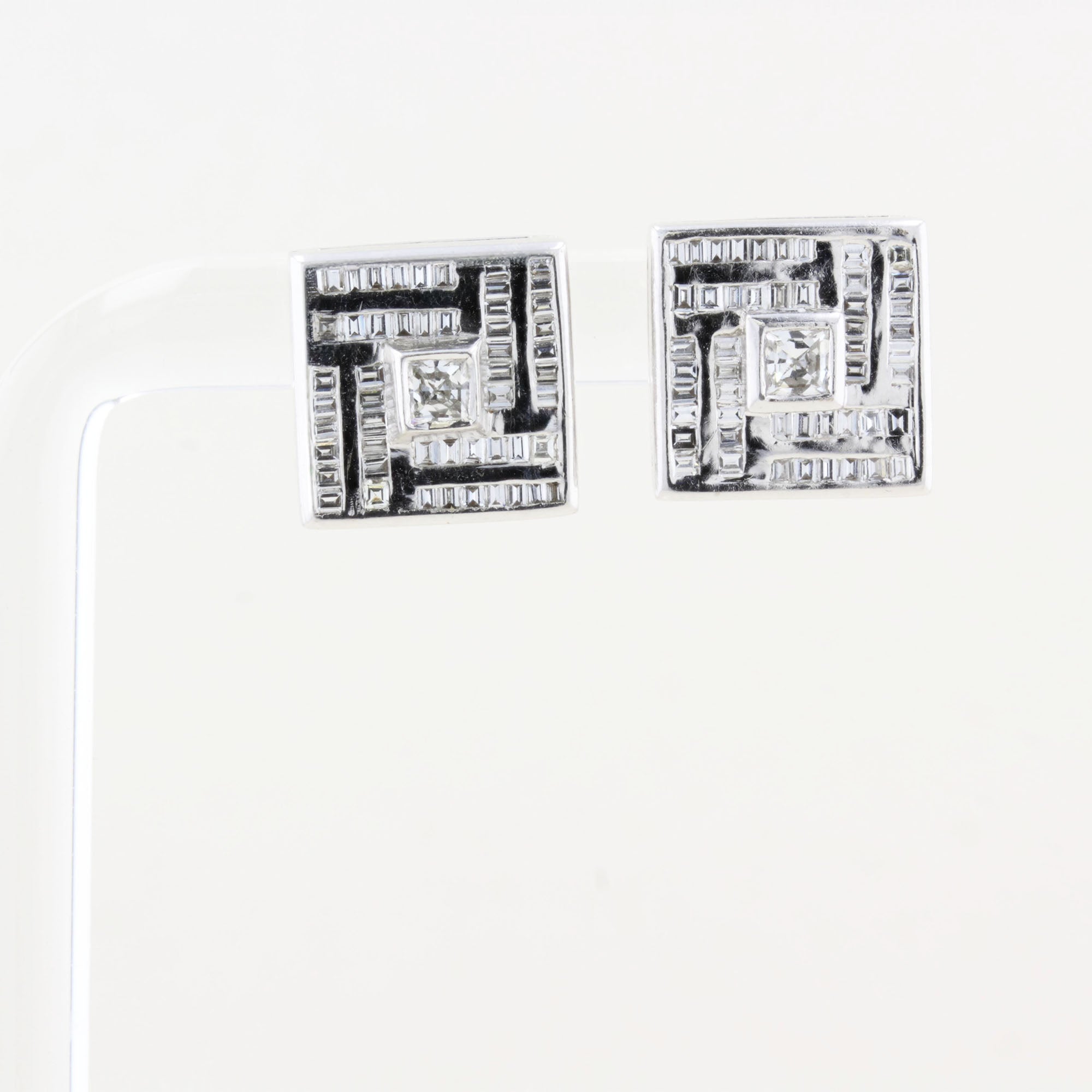 Custom Cut Amity and Baguette Diamond Earrings Designed by Johanna Lumley