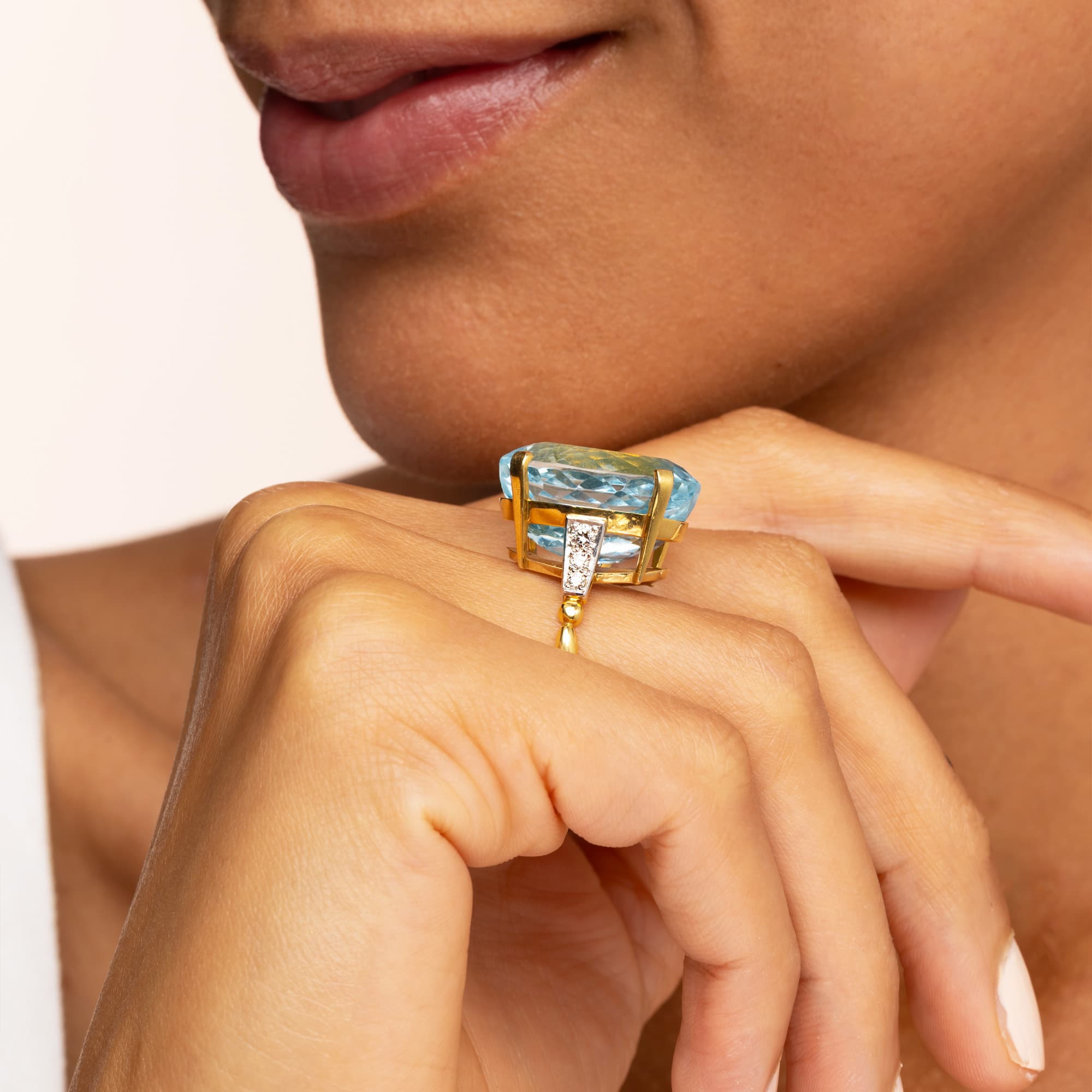 Vintage Topaz and Diamond Dress Ring
