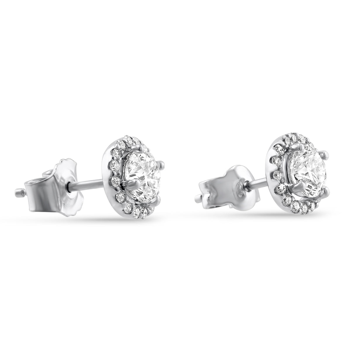 Diamond Halo Stud Earrings