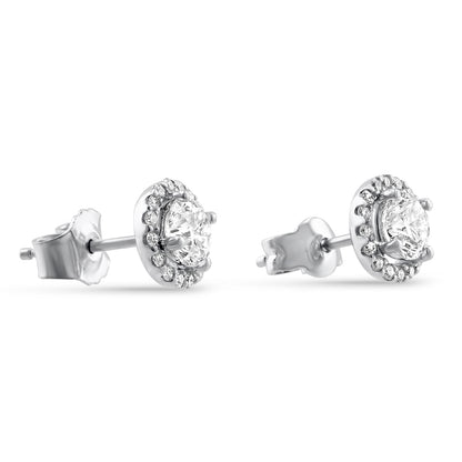 Diamond Halo Stud Earrings
