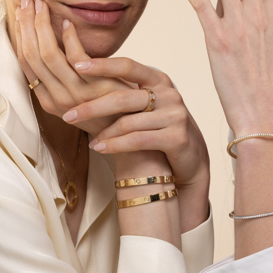 Cartier Yellow Gold Diamond Love Bracelet - Size 16