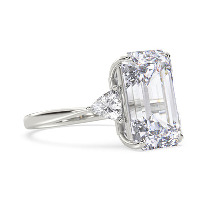 Lumine Emerald Cut Diamond Three Stone Engagement Ring