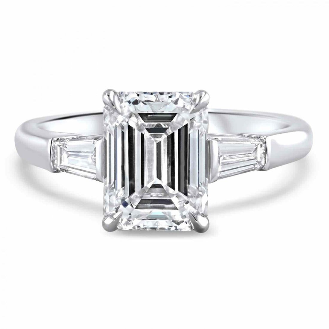Lumine Emerald Cut Diamond and Baguette Shoulders Engagement Ring