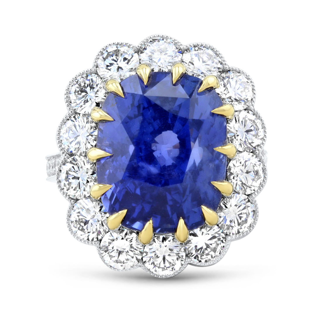 Lumine Sapphire and Diamond Cluster Ring