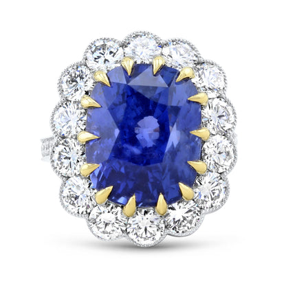 Lumine Sapphire and Diamond Cluster Ring