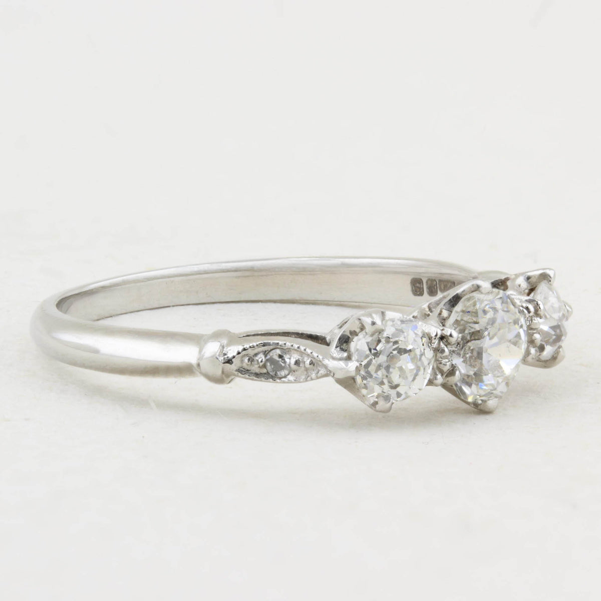 0.63ct Old Cut Diamond Three Stone Ring
