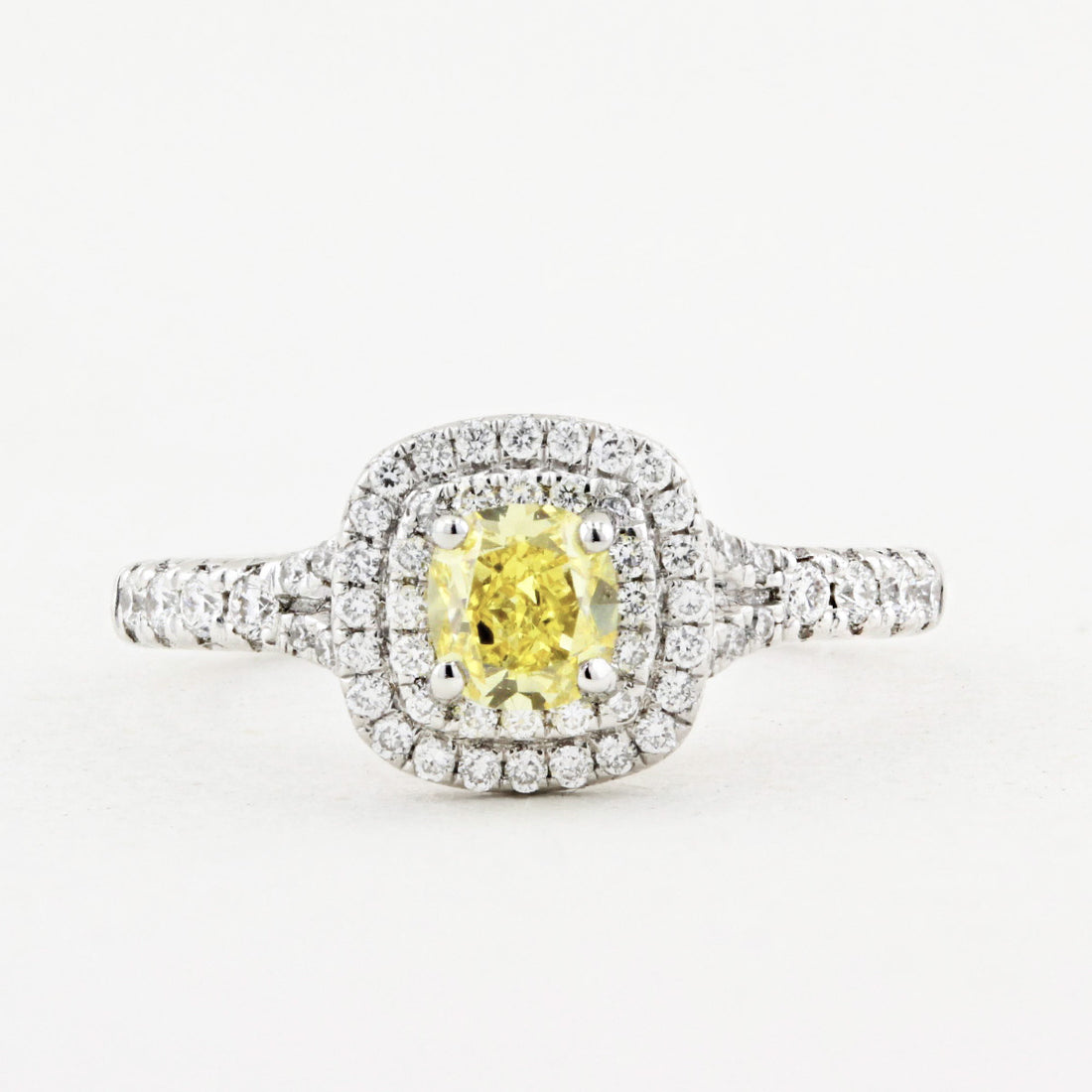 Fancy Yellow Diamond Cluster Ring