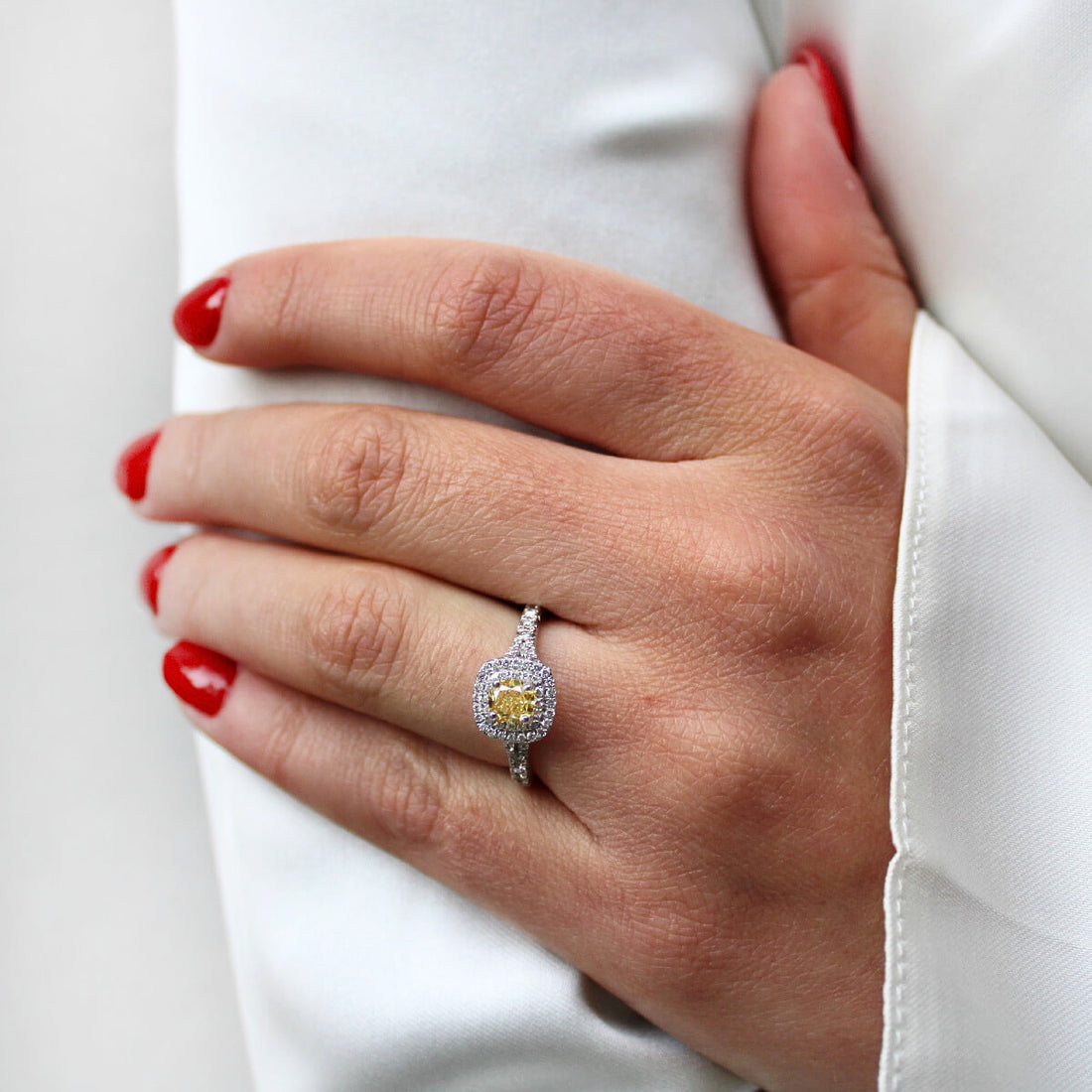 Fancy Yellow Diamond Cluster Ring