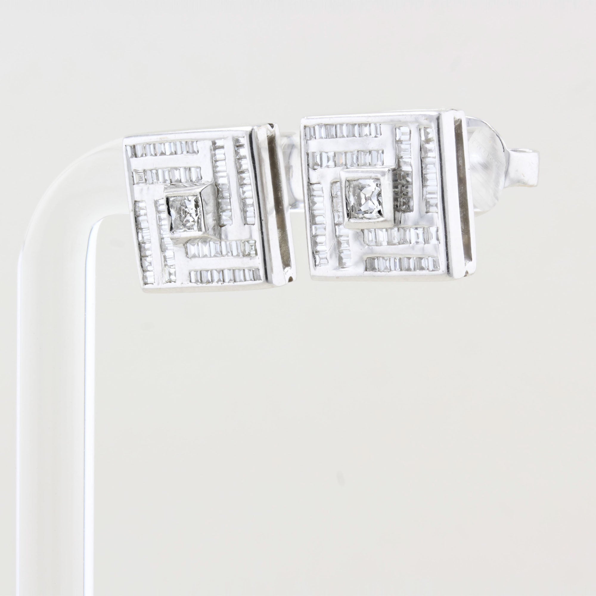 Custom Cut Amity and Baguette Diamond Earrings Designed by Johanna Lumley