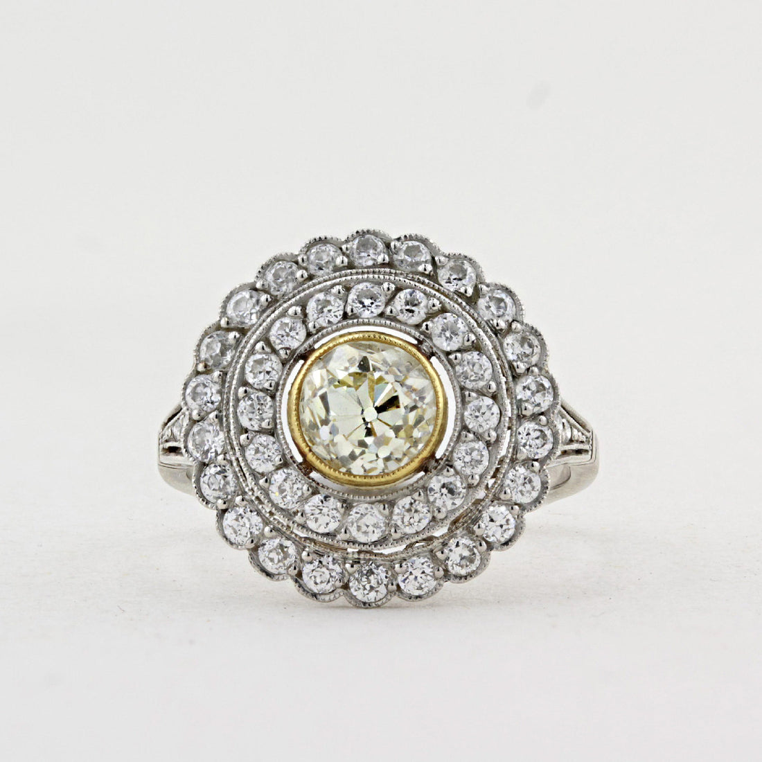 Edwardian Platinum Fancy Yellow Diamond Ring c.1915