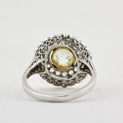 Edwardian Platinum Fancy Yellow Diamond Ring c.1915