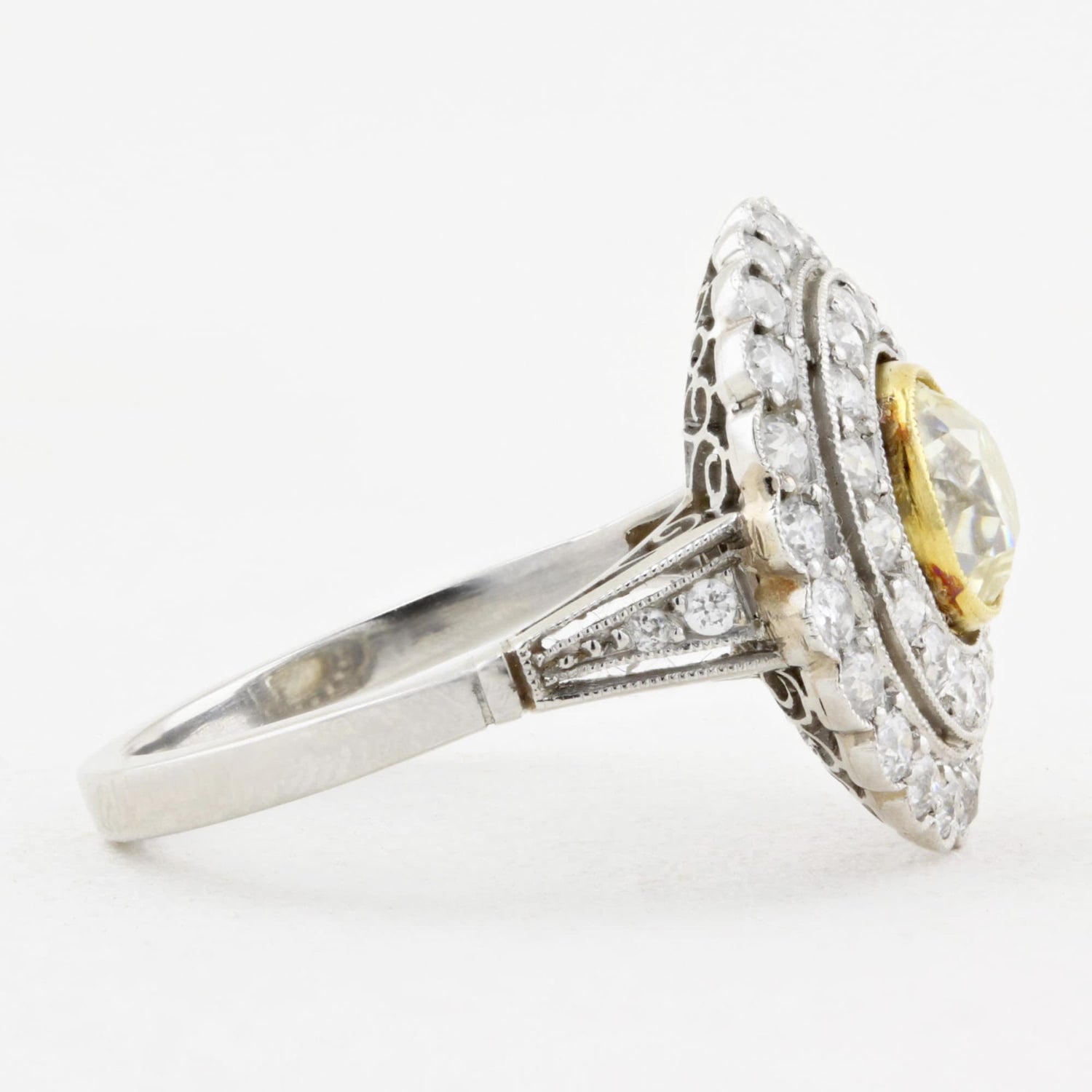 Edwardian Platinum Fancy Yellow Diamond Ring c.1915
