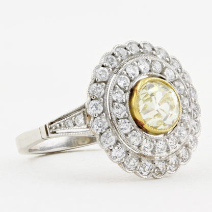 Edwardian Platinum Fancy Yellow Diamond Ring c.1915