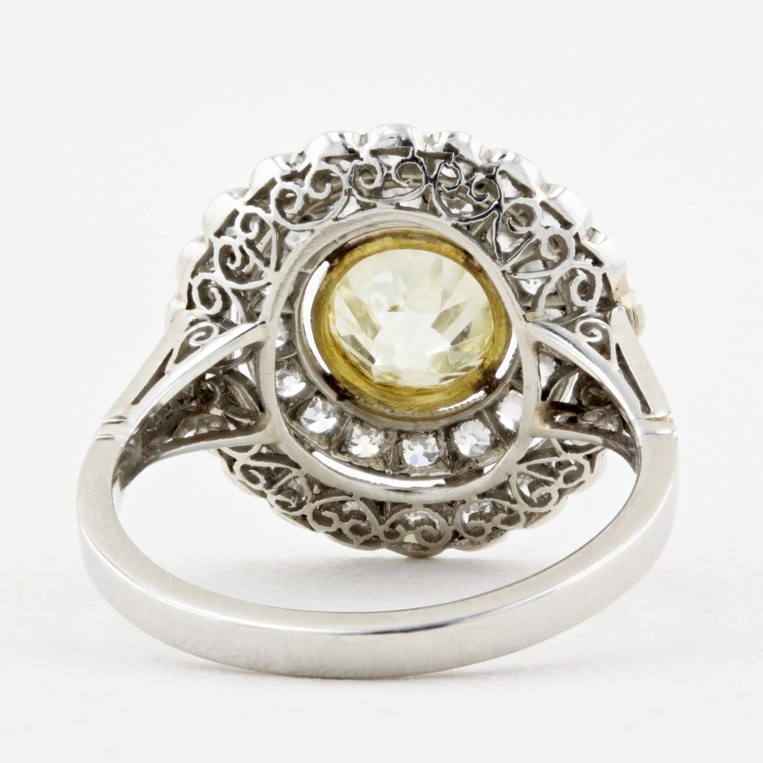 Edwardian Platinum Fancy Yellow Diamond Ring c.1915