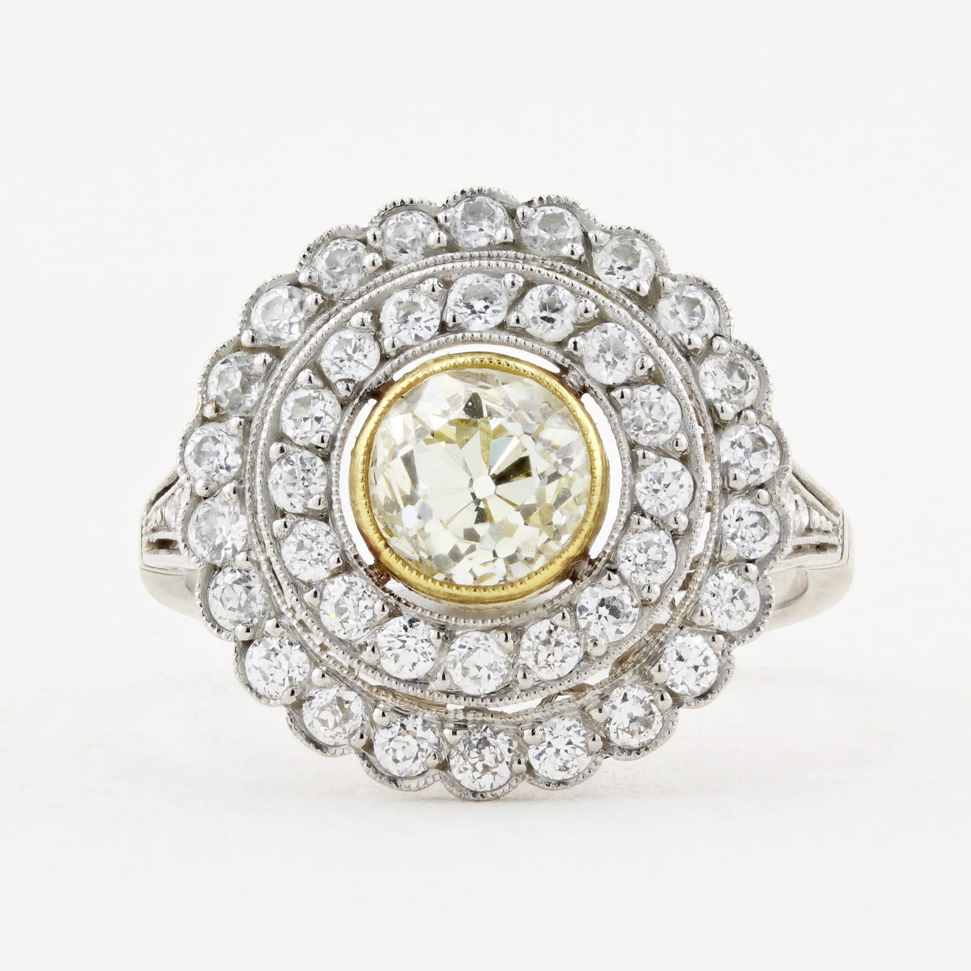 Edwardian Platinum Fancy Yellow Diamond Ring c.1915