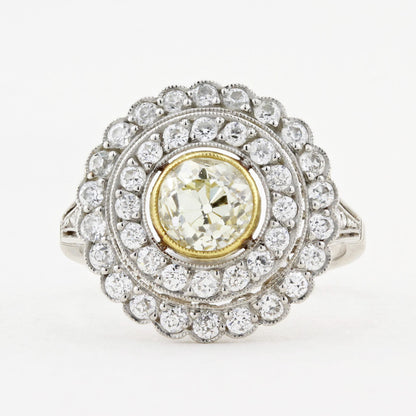 Edwardian Platinum Fancy Yellow Diamond Ring c.1915