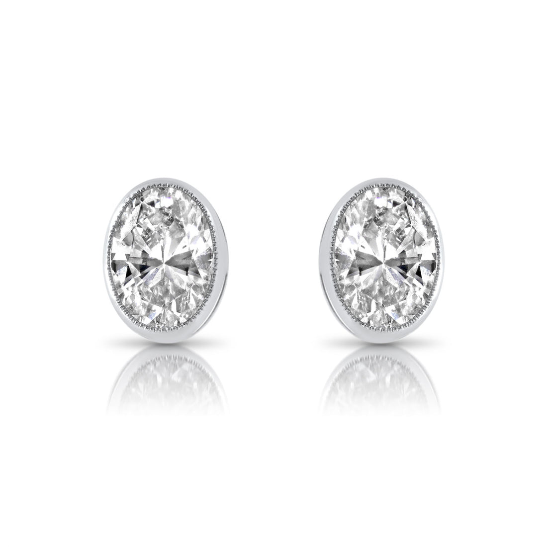 Oval Diamond Stud Earrings