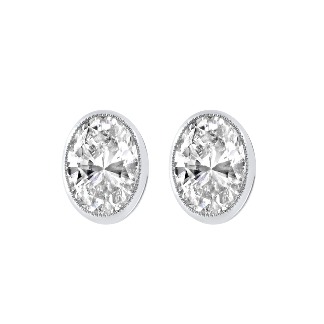 Oval Diamond Stud Earrings