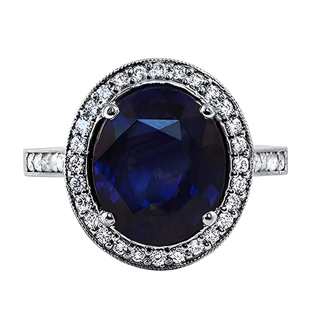 Oval Sapphire Halo Dress Ring