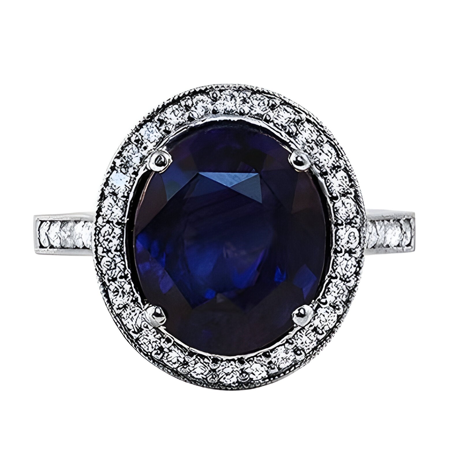 Oval Sapphire Halo Dress Ring