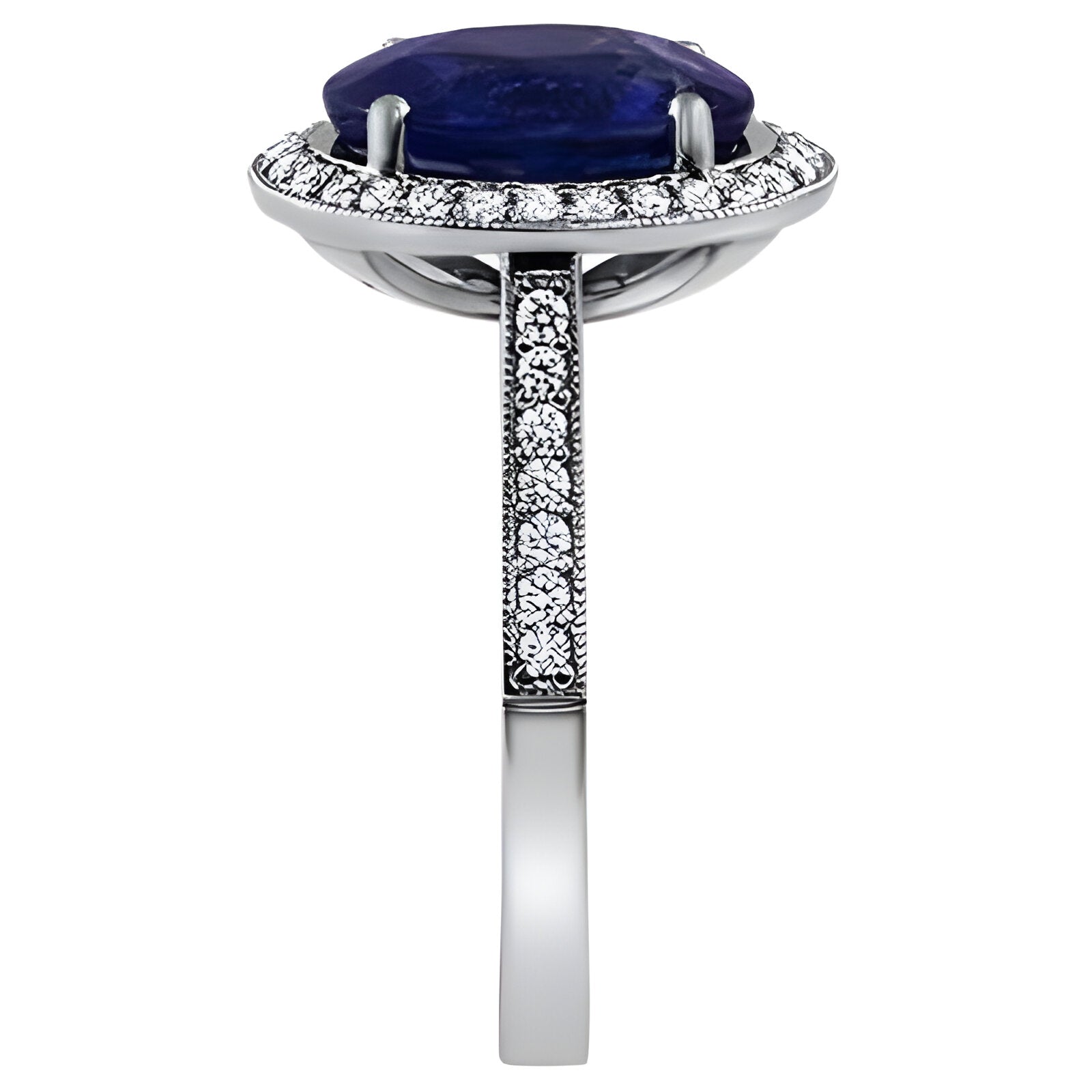 Oval Sapphire Halo Dress Ring